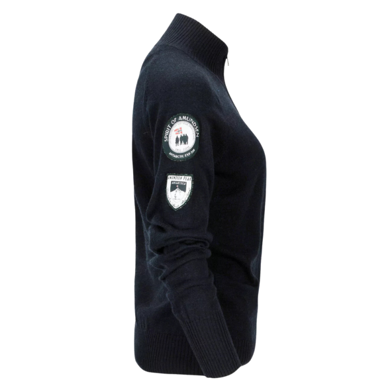 Amundsen Ulltrøye Dame Hals med Glidelås Blå - Bilde 2